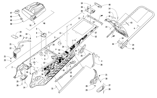Parts Diagram for Arctic Cat 2017 M 8000 LTD ES 153 (3.0) SNOWMOBILE TUNNEL, REAR BUMPER, AND SNOWFLAP ASSEMBLY