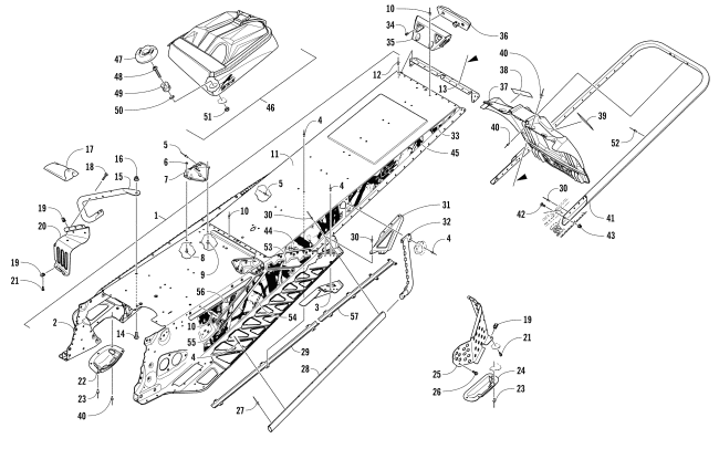 Parts Diagram for Arctic Cat 2017 M 8000 LTD 162 SNOWMOBILE TUNNEL, REAR BUMPER, AND SNOWFLAP ASSEMBLY