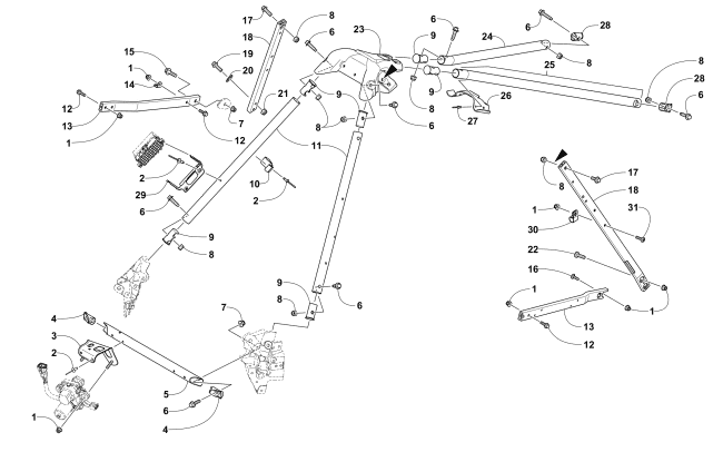 Parts Diagram for Arctic Cat 2017 XF 8000 HIGH COUNTRY LTD ES 153 SNOWMOBILE STEERING SUPPORT ASSEMBLY