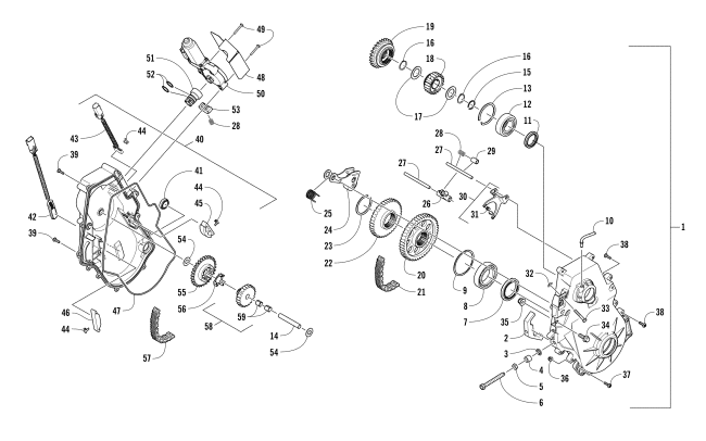 Parts Diagram for Arctic Cat 2018 XF 9000 CROSSTREK 137 SNOWMOBILE CHAIN CASE ASSEMBLY