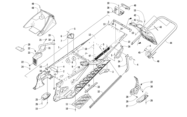 Parts Diagram for Arctic Cat 2017 ZR 6000 RS LTD ES 129 SNOWMOBILE TUNNEL, REAR BUMPER, AND SNOWFLAP ASSEMBLY