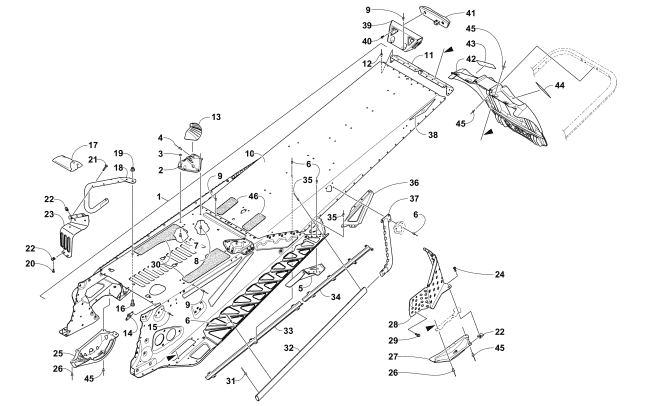 Parts Diagram for Arctic Cat 2018 M 9000 KING CAT 162 SNOWMOBILE TUNNEL AND SNOWFLAP ASSEMBLY