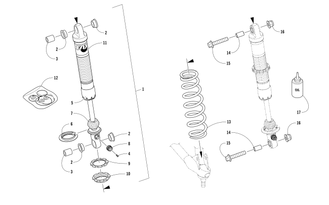 Parts Diagram for Arctic Cat 2018 ZR 6000 SNO PRO ES 137 SNOWMOBILE FRONT SUSPENSION SHOCK ABSORBER ASSEMBLY