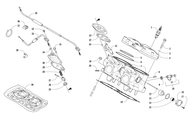 Parts Diagram for Arctic Cat 2018 ZR 8000 SNO PRO ES 129 SNOWMOBILE CYLINDER AND HEAD ASSEMBLY