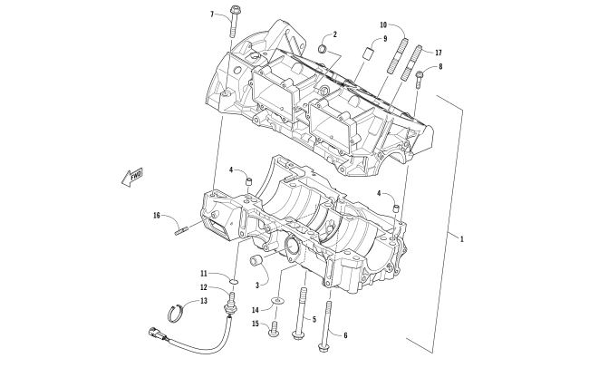 Parts Diagram for Arctic Cat 2018 M 8000 MOUNTAIN CAT 162 EARLY BUILD SNOWMOBILE CRANKCASE ASSEMBLY