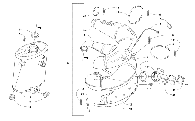 Parts Diagram for Arctic Cat 2018 M 8000 SNO PRO 153 3.0 SNOWMOBILE EXHAUST ASSEMBLY