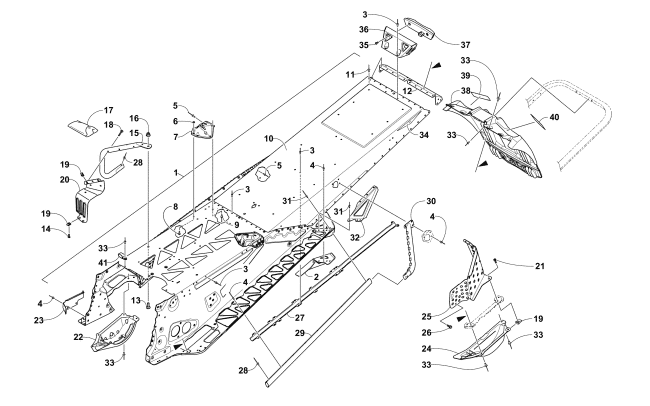Parts Diagram for Arctic Cat 2018 M 8000 HARDCORE 153 EARLY BUILD SNOWMOBILE TUNNEL AND SNOWFLAP ASSEMBLY