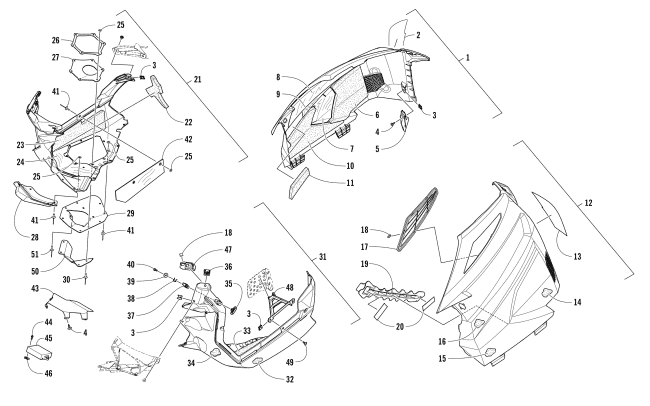 Parts Diagram for Arctic Cat 2018 M 8000 HARDCORE 153 EARLY BUILD SNOWMOBILE SKID PLATE AND SIDE PANEL ASSEMBLY