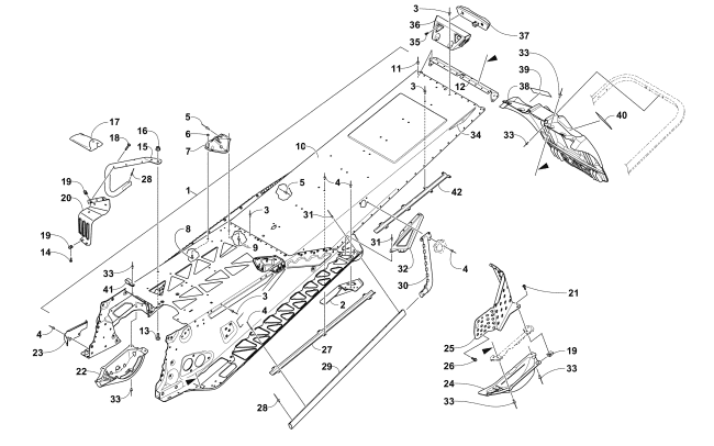 Parts Diagram for Arctic Cat 2018 M 8000 HARDCORE 162 SNOWMOBILE TUNNEL AND SNOWFLAP ASSEMBLY
