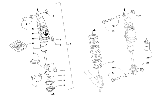 Parts Diagram for Arctic Cat 2018 XF 8000 CROSS COUNTRY LTD ES 137 EARLY BUILD SNOWMOBILE FRONT SUSPENSION SHOCK ABSORBER ASSEMBLY