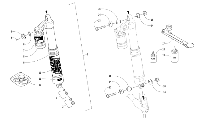 Parts Diagram for Arctic Cat 2018 M 8000 HARDCORE 153 EARLY BUILD SNOWMOBILE FRONT SUSPENSION SHOCK ABSORBER ASSEMBLY