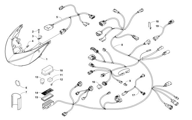 Parts Diagram for Arctic Cat 2018 XF 8000 HIGH COUNTRY LTD ES 153 SNOWMOBILE HEADLIGHT AND WIRING ASSEMBLIES