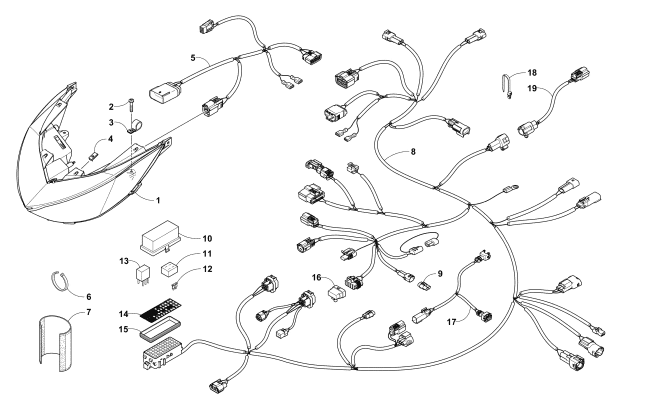 Parts Diagram for Arctic Cat 2018 M 8000 HARDCORE 153 SNOWMOBILE HEADLIGHT AND WIRING ASSEMBLIES