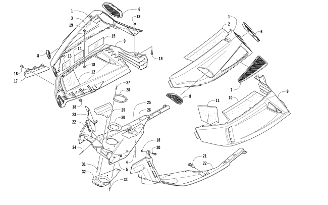 Parts Diagram for Arctic Cat 2018 LYNX 2000 SNOWMOBILE SKID PLATE AND SIDE PANEL ASSEMBLY