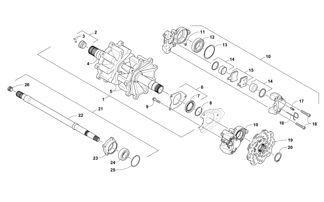 Parts Diagram for Arctic Cat 2018 M 8000 SNO PRO 153 EARLY RELEASE SNOWMOBILE DRIVE TRAIN SHAFTS AND BRAKE ASSEMBLIES