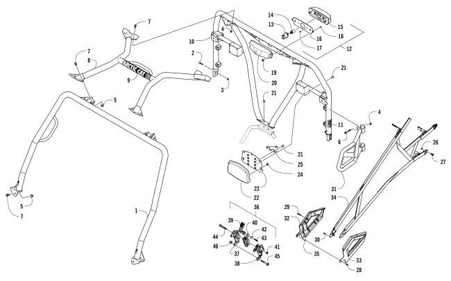 Parts Diagram for Arctic Cat 2016 HDX 700 XT ATV ROPS AND TAILLIGHT ASSEMBLY (SER. #  302246 AND BELOW)