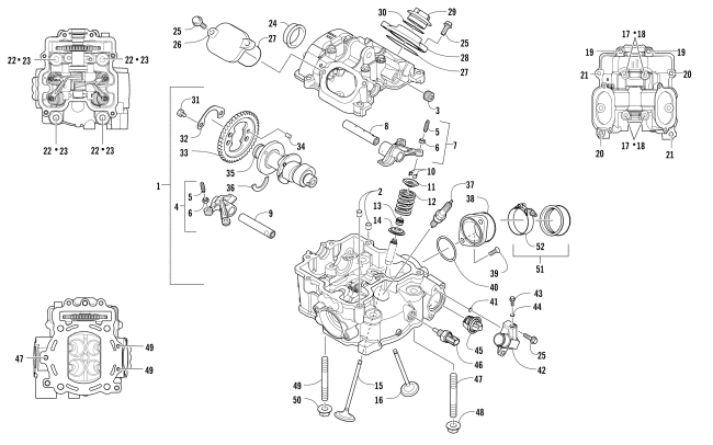 Parts Diagram for Arctic Cat 2016 HDX 700 XT SE HUNTER EDITION ATV CYLINDER HEAD AND CAMSHAFT/VALVE ASSEMBLY