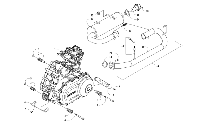 Parts Diagram for Arctic Cat 2017 PROWLER 500 ATV ENGINE AND EXHAUST