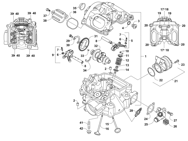 Parts Diagram for Arctic Cat 2017 PROWLER 500 ATV CYLINDER HEAD AND CAMSHAFT/VALVE ASSEMBLY