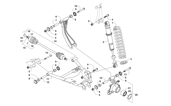 Parts Diagram for Arctic Cat 2017 WILDCAT TRAIL XT EPS LIMITED EDITION ATV REAR SUSPENSION ASSEMBLY