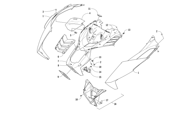 Parts Diagram for Arctic Cat 2018 ZR 7000 SNO PRO 129 SNOWMOBILE HOOD ASSEMBLY