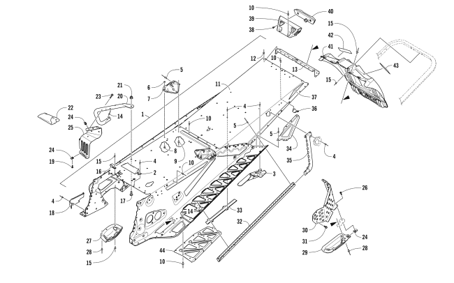 Parts Diagram for Arctic Cat 2018 ZR 8000 RR ES 129 SNOWMOBILE TUNNEL AND SNOWFLAP ASSEMBLY