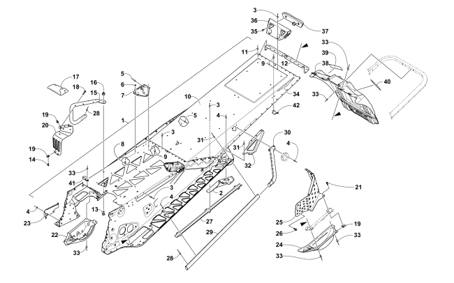 Parts Diagram for Arctic Cat 2018 XF 8000 HIGH COUNTRY LTD ES 153 SNOWMOBILE TUNNEL AND SNOWFLAP ASSEMBLY