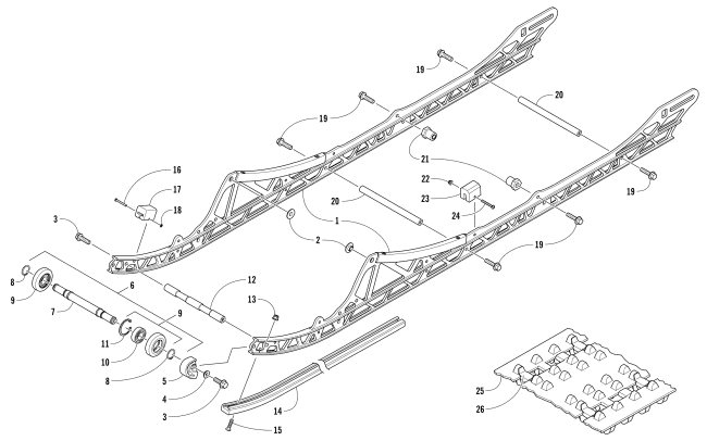 Parts Diagram for Arctic Cat 2018 XF 8000 HIGH COUNTRY LTD ES 153 SNOWMOBILE SLIDE RAIL AND TRACK ASSEMBLY