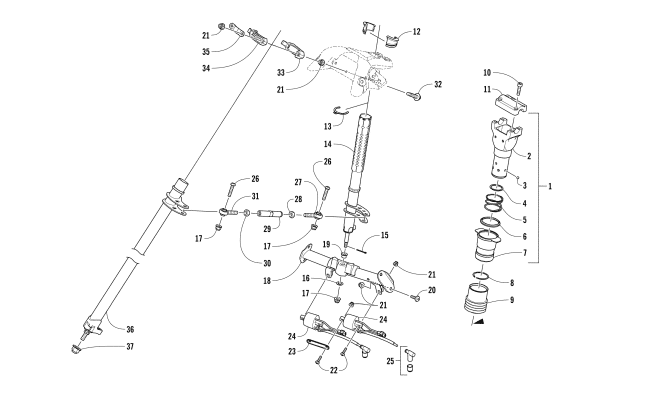Parts Diagram for Arctic Cat 2018 XF 8000 HIGH COUNTRY LTD ES 153 SNOWMOBILE STEERING POST ASSEMBLY