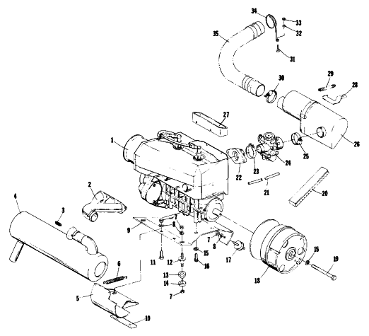 Parts Diagram for Arctic Cat 1977 PANTHER 5000 SNOWMOBILE ENGINE AND RELATED PARTS