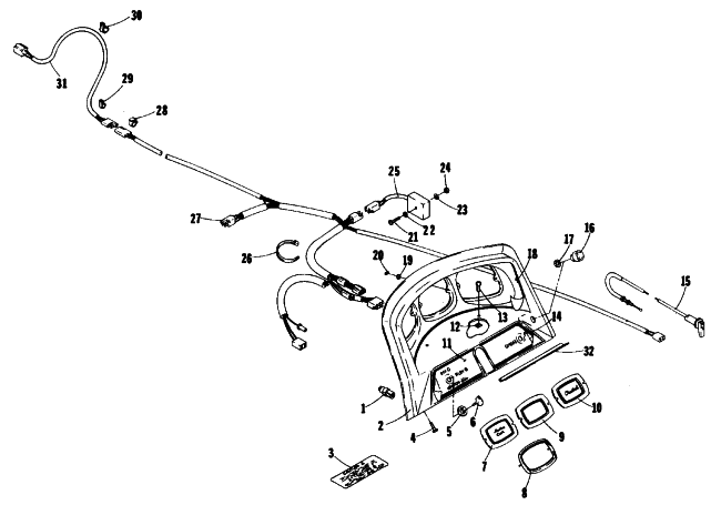Parts Diagram for Arctic Cat 1977 CHEETAH SNOWMOBILE CONSOLE AND WIRING