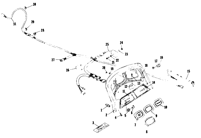 Parts Diagram for Arctic Cat 1977 PANTHER 5000 SNOWMOBILE CONSOLE AND WIRING