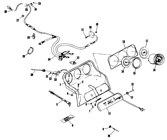 Parts Diagram for Arctic Cat 1977 EL TIGRE 4000 SNOWMOBILE CONSOLE AND WIRING