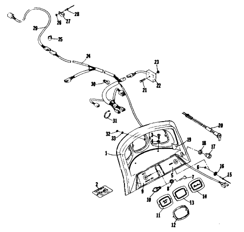 Parts Diagram for Arctic Cat 1977 PANTERA F/A SNOWMOBILE CONSOLE AND WIRING