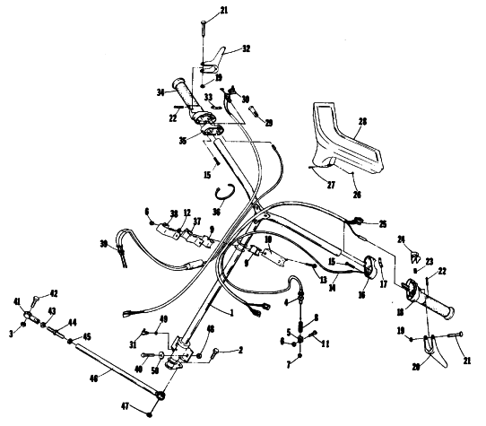 Parts Diagram for Arctic Cat 1977 PANTERA F/A SNOWMOBILE STEERING