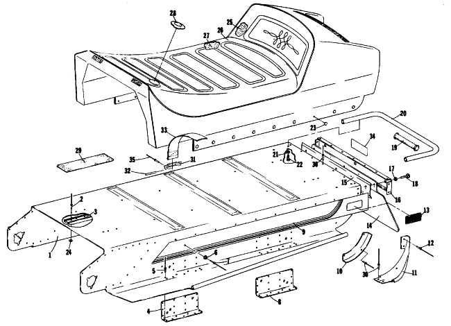 Parts Diagram for Arctic Cat 1977 PANTERA F/C SNOWMOBILE BODY AND SEAT