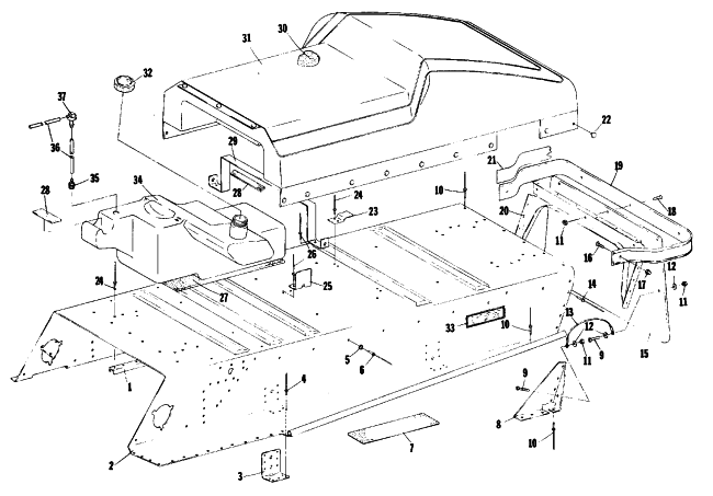 Parts Diagram for Arctic Cat 1977 Z 340 SNOWMOBILE BODY AND RELATED PARTS