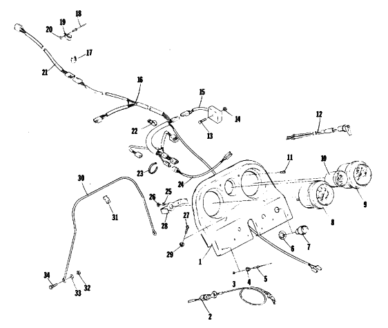 Parts Diagram for Arctic Cat 1977 CROSS COUNTRY CAT SNOWMOBILE CONSOLE AND WIRING