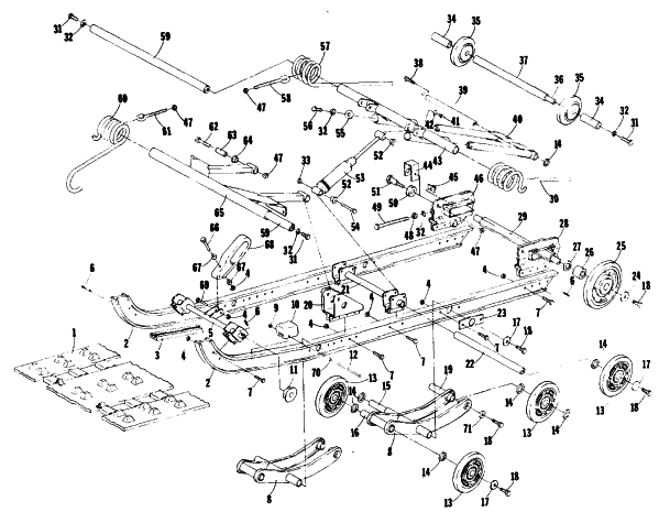 Parts Diagram for Arctic Cat 1977 CROSS COUNTRY CAT SNOWMOBILE UNDERCARRIAGE AND TRACK
