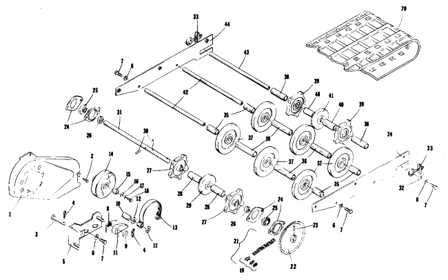 Parts Diagram for Arctic Cat 1977 KITTY CAT SNOWMOBILE DRIVE, UNDERCARRIAGE AND TRACK