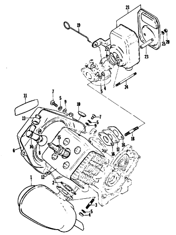 Parts Diagram for Arctic Cat 1977 KITTY CAT SNOWMOBILE MUFFLER, COWLING AND SILENCER