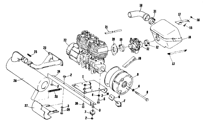 Parts Diagram for Arctic Cat 1978 JAG 2000 SNOWMOBILE ENGINE AND RELATED PARTS