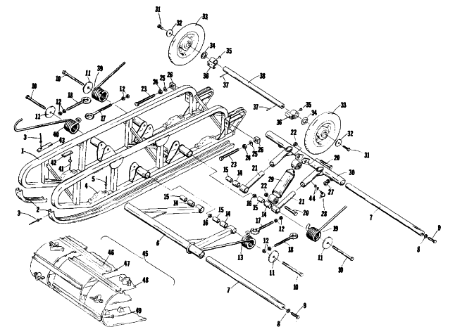 Parts Diagram for Arctic Cat 1977 EL TIGRE 4000 SNOWMOBILE UNDERCARRIAGE AND TRACK