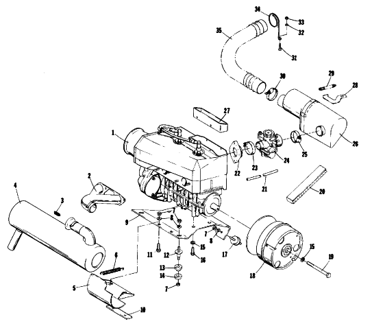 Parts Diagram for Arctic Cat 1978 CHEETAH SNOWMOBILE ENGINE AND RELATED PARTS
