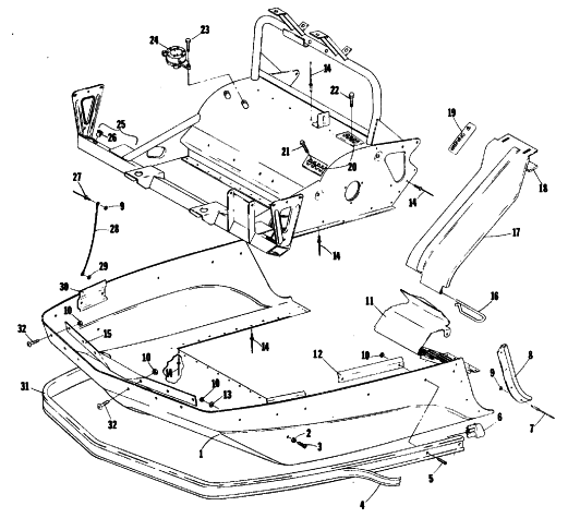 Parts Diagram for Arctic Cat 1978 PANTHER 4000 SNOWMOBILE BELLY PAN AND FRONT FRAME