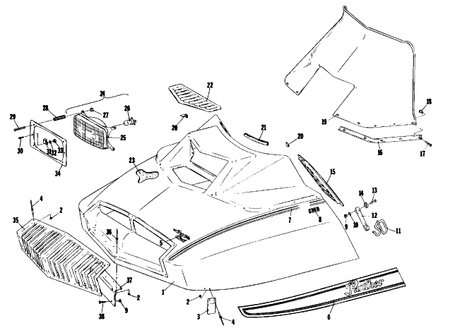 Parts Diagram for Arctic Cat 1978 PANTHER 4000 SNOWMOBILE HOOD