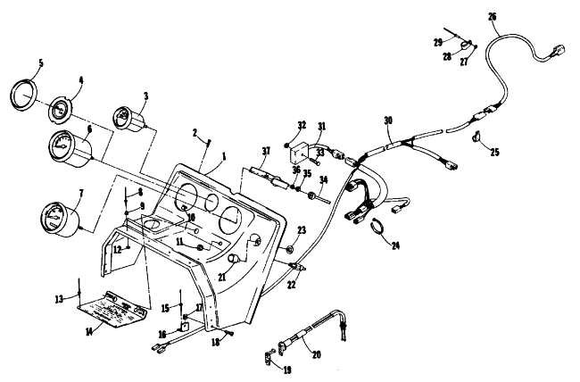 Parts Diagram for Arctic Cat 1978 EL TIGRE' 5000 F/A SNOWMOBILE CONSOLE AND WIRING