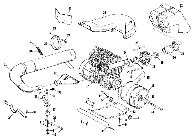 Parts Diagram for Arctic Cat 1978 EL TIGRE' 5000 F/A SNOWMOBILE ENGINE AND RELATED PARTS