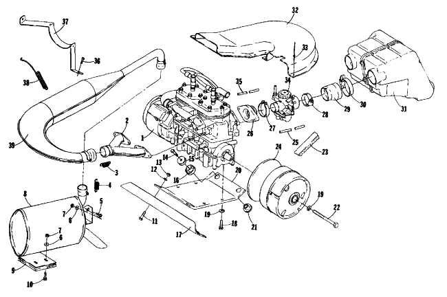 Parts Diagram for Arctic Cat 1978 EL TIGRE' 6000 L/C SNOWMOBILE ENGINE AND RELATED PARTS