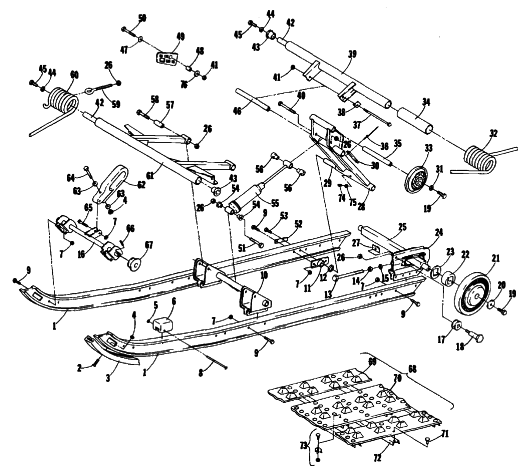 Parts Diagram for Arctic Cat 1978 EL TIGRE' 5000 F/A SNOWMOBILE UNDERCARRIAGE AND TRACK
